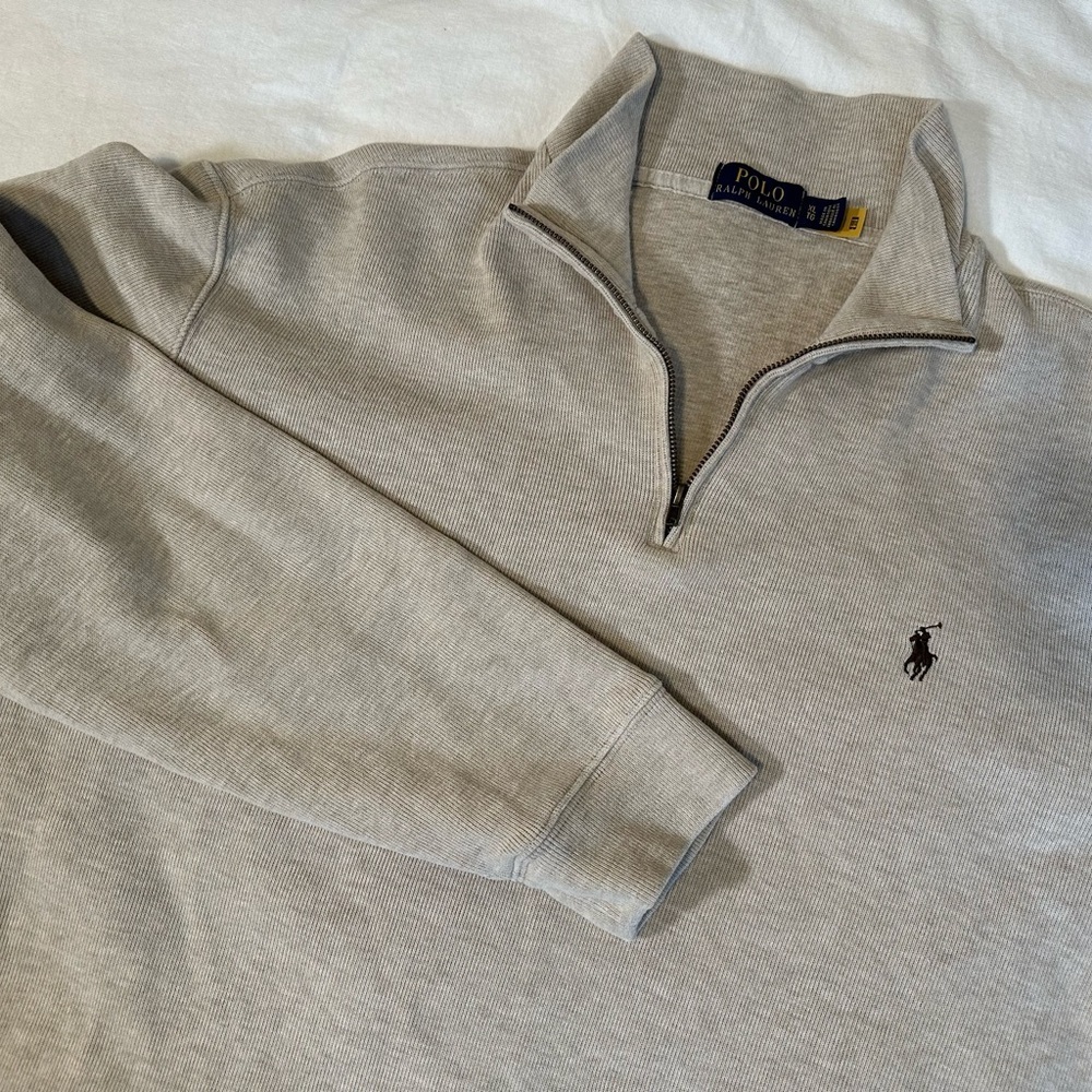 Polo Ralph‎ Lauren Ivory Cream 1/4 Zip Sweater Men XL